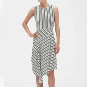 Banana Republic Factory Black & White Sleeveless Asymmetrical Midi Dress